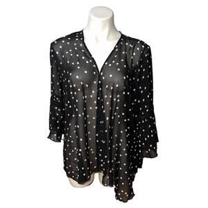 Maurice’s women’s black & white polka dot crochet trim kimono